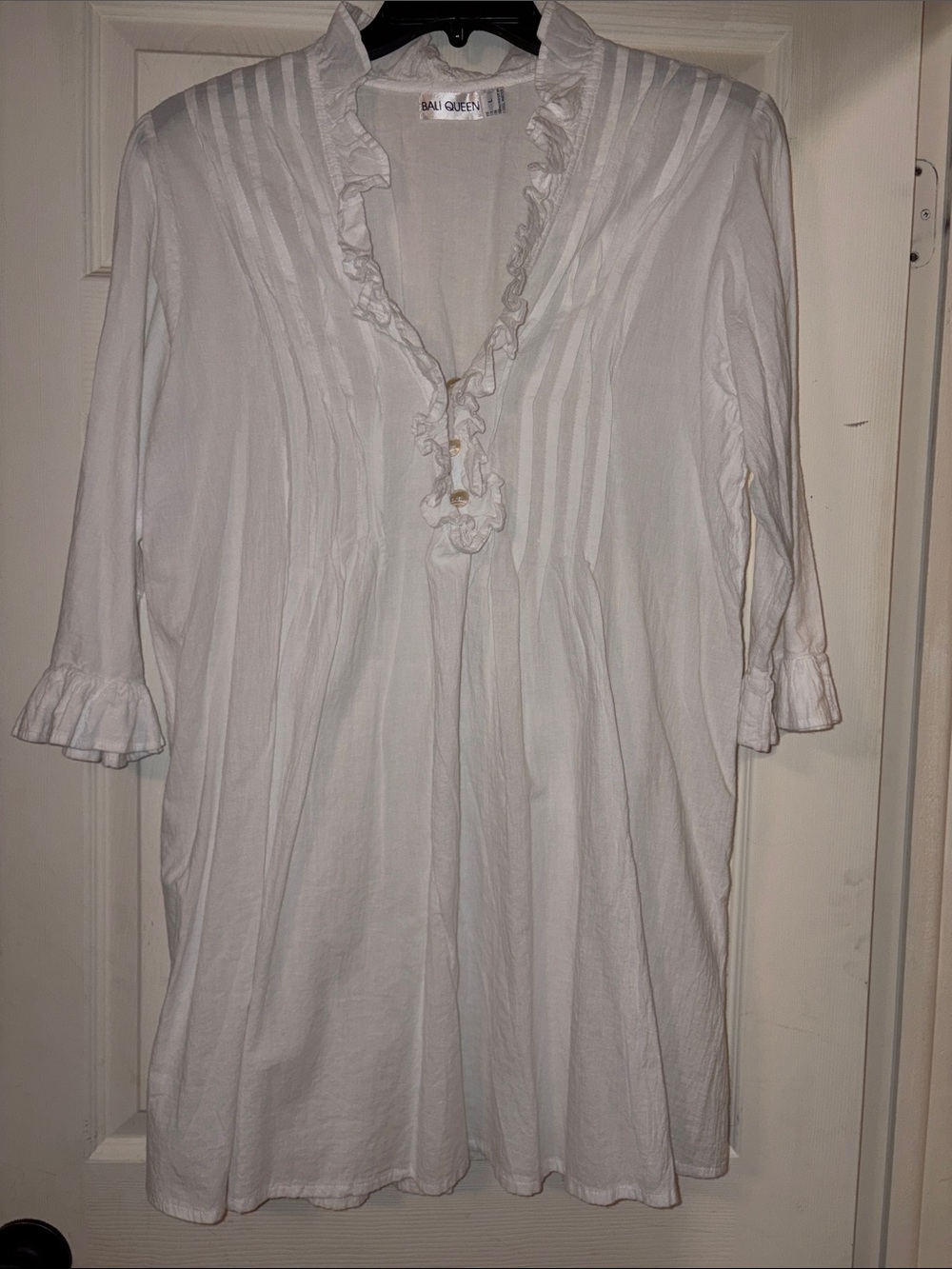 White Ruffled Tunic Beach Coverup